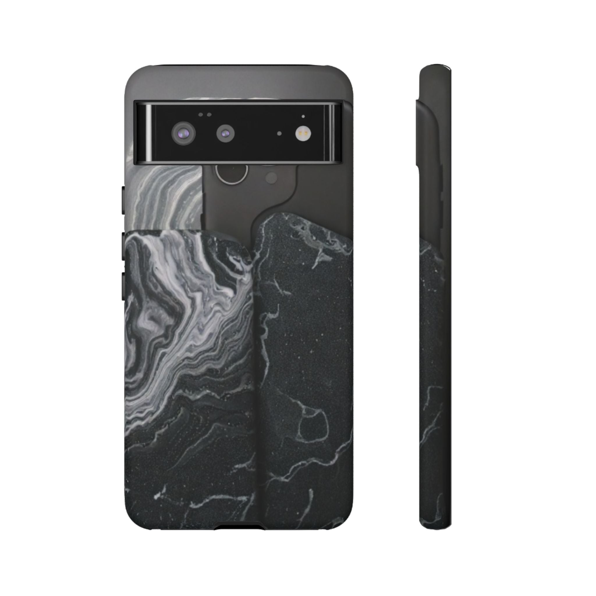 Black Marble Tough Phone Case — Protective iPhone Cover with Marble Texture