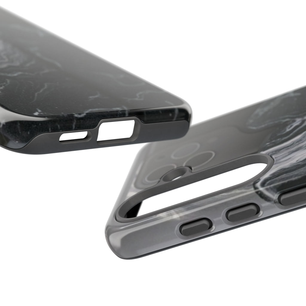 Black Marble Tough Phone Case — Protective iPhone Cover with Marble Texture