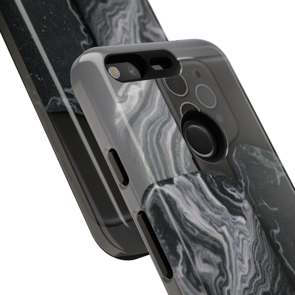 Black Marble Tough Phone Case — Protective iPhone Cover with Marble Texture