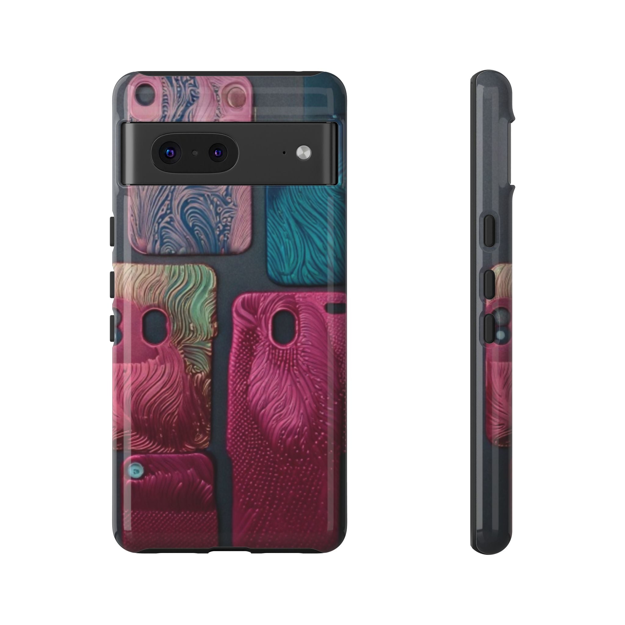 Tough Case - Colorful Textured Phone Case (Protective, Artistic Swirl Design)