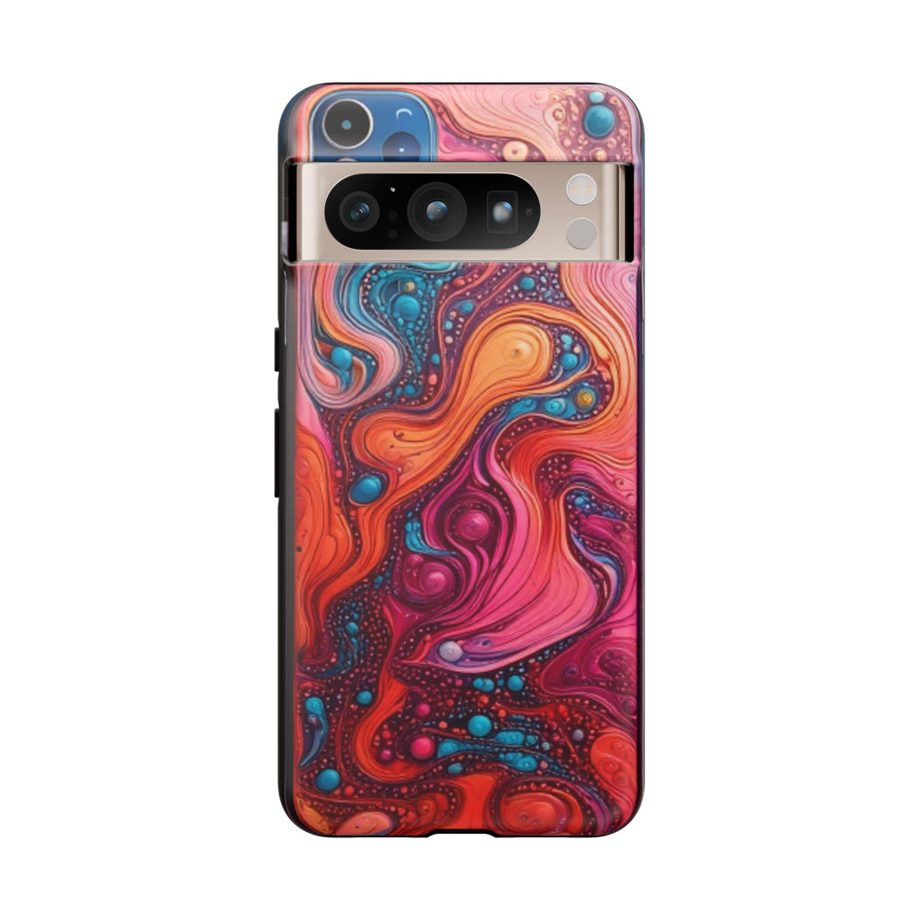 Abstract Swirl Tough Phone Case — Colorful Liquid Art Protective Cover