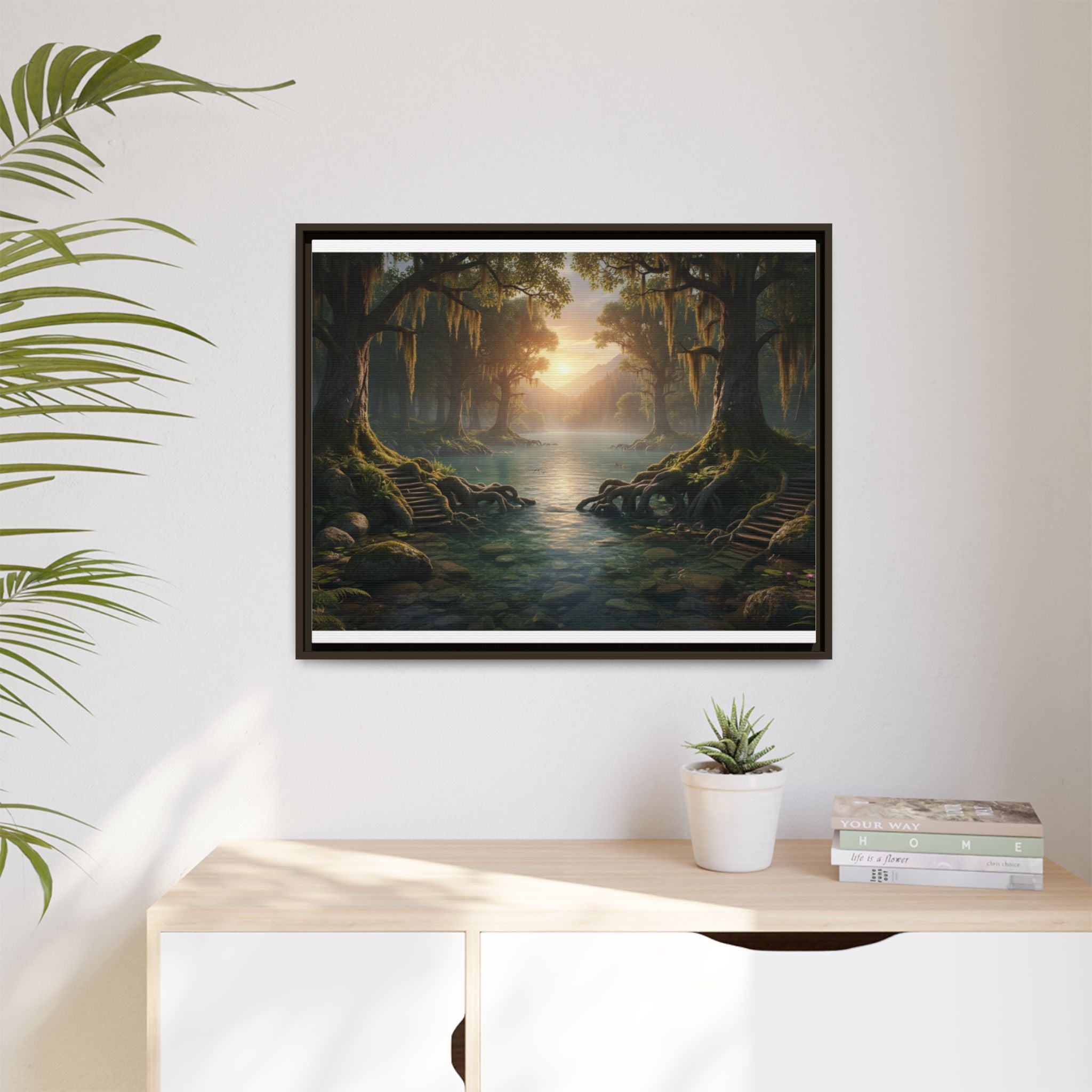 Framed Matte Canvas Art - Step In To The Water