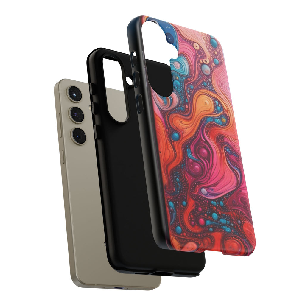 Abstract Swirl Tough Phone Case — Colorful Liquid Art Protective Cover