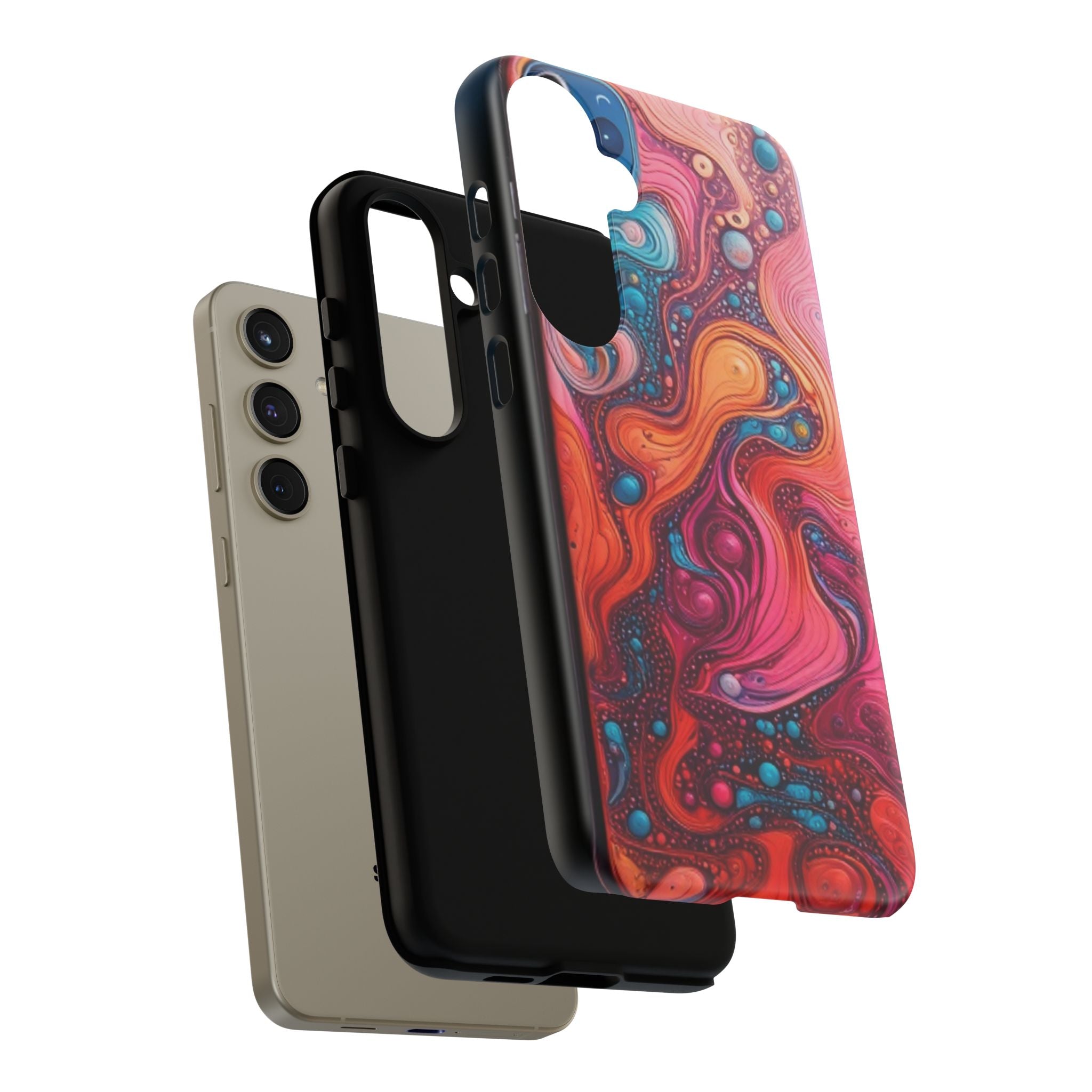 Abstract Swirl Tough Phone Case — Colorful Liquid Art Protective Cover