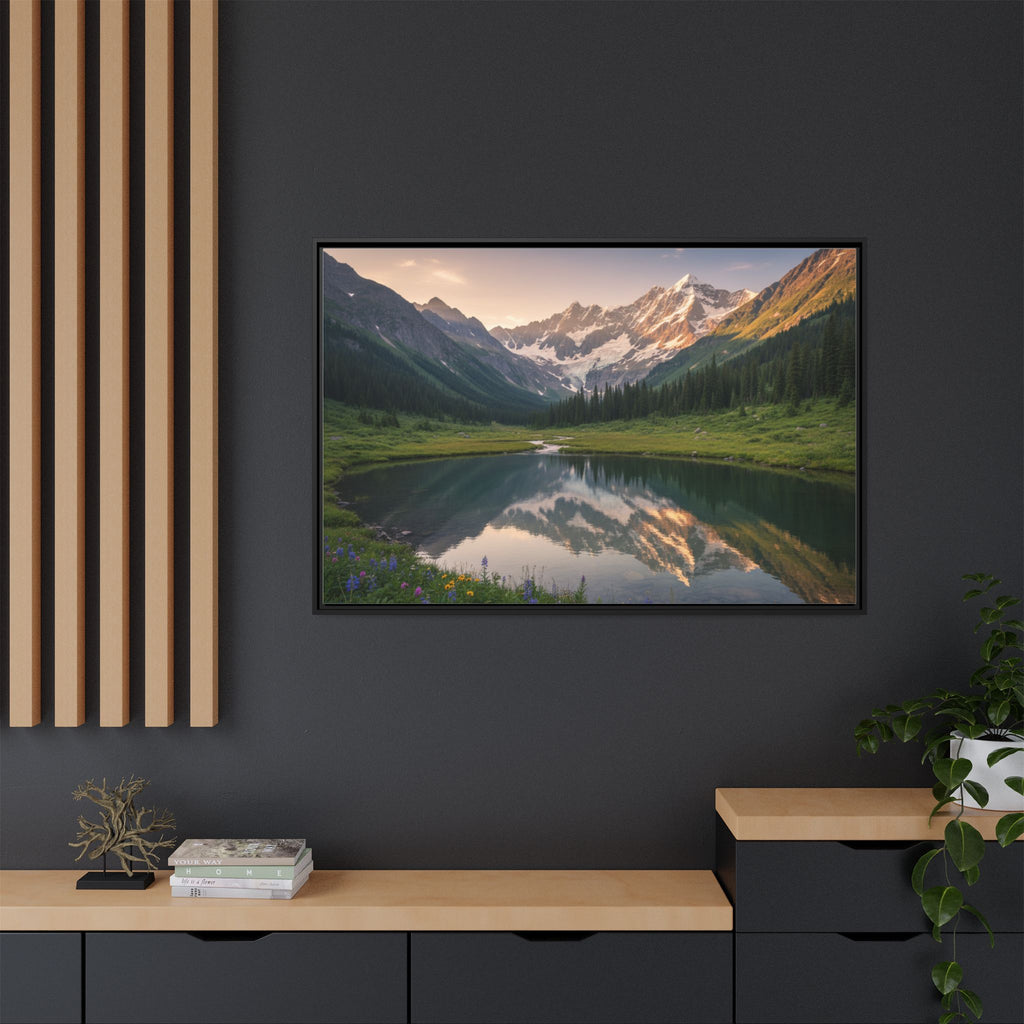 Matte Framed Canvas - Mountain Lake Landscape Wall Art