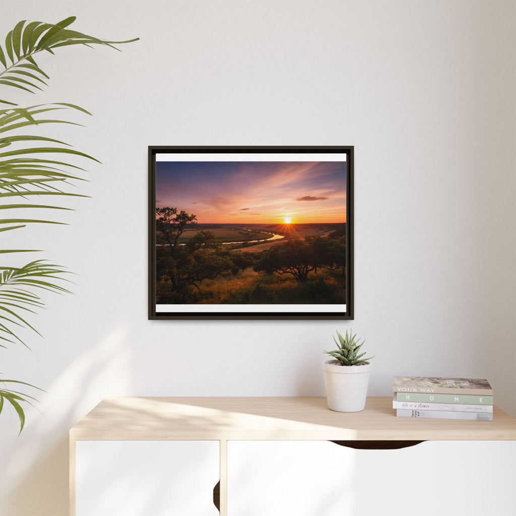 Sunset River Matte Canvas Framed Wall Art