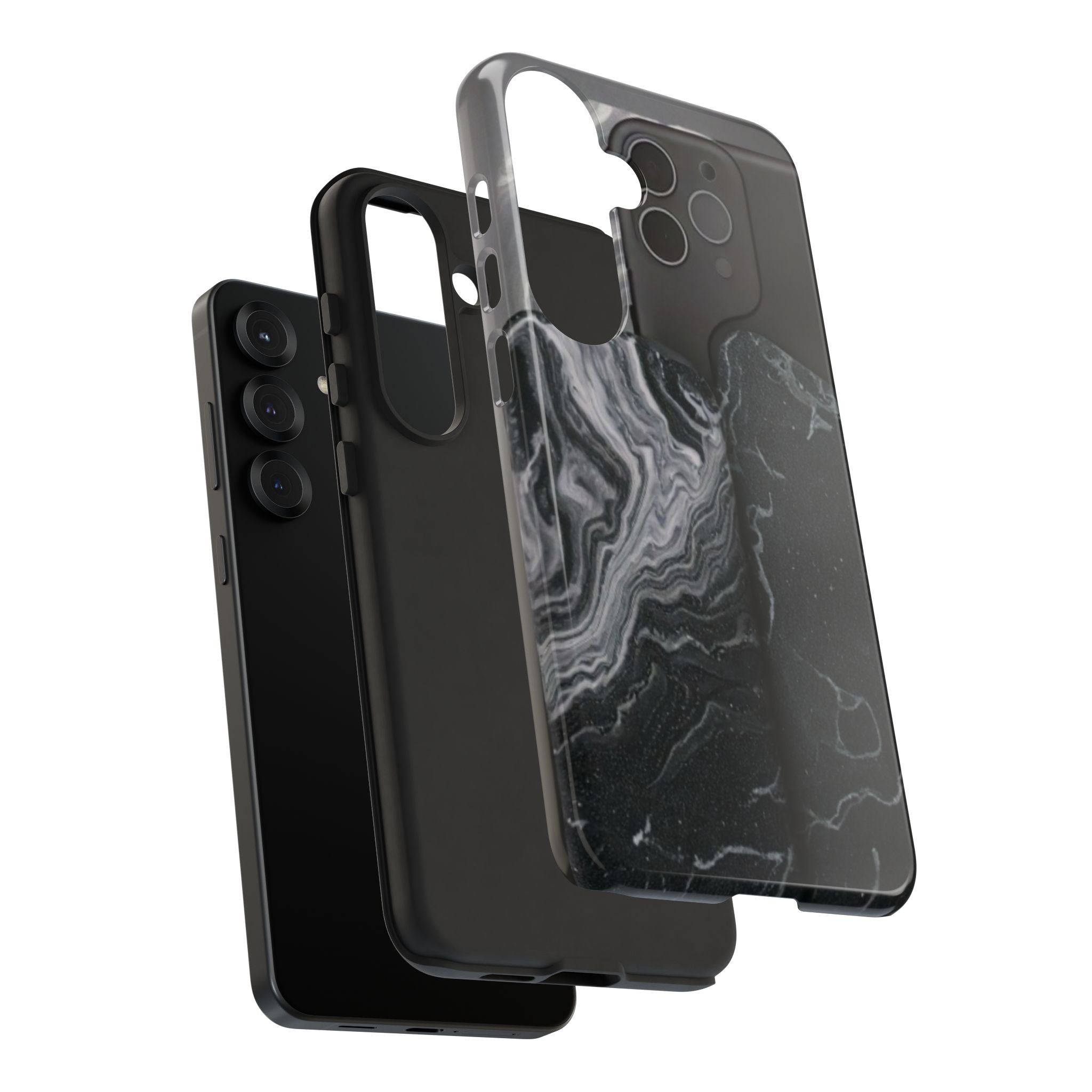 Black Marble Tough Phone Case — Protective iPhone Cover with Marble Texture