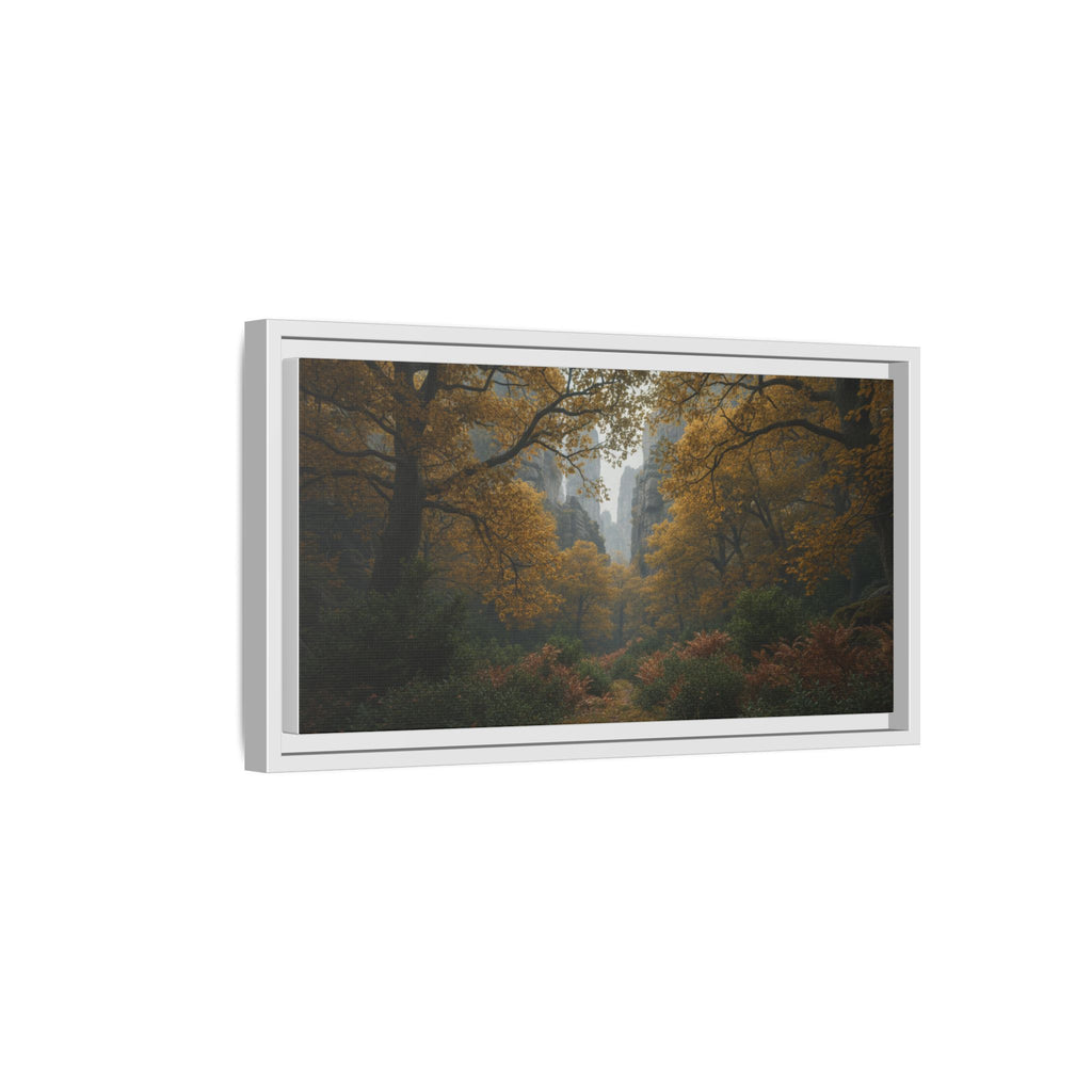 Autumn Forest Path Matte Canvas Print — Framed Wall Art