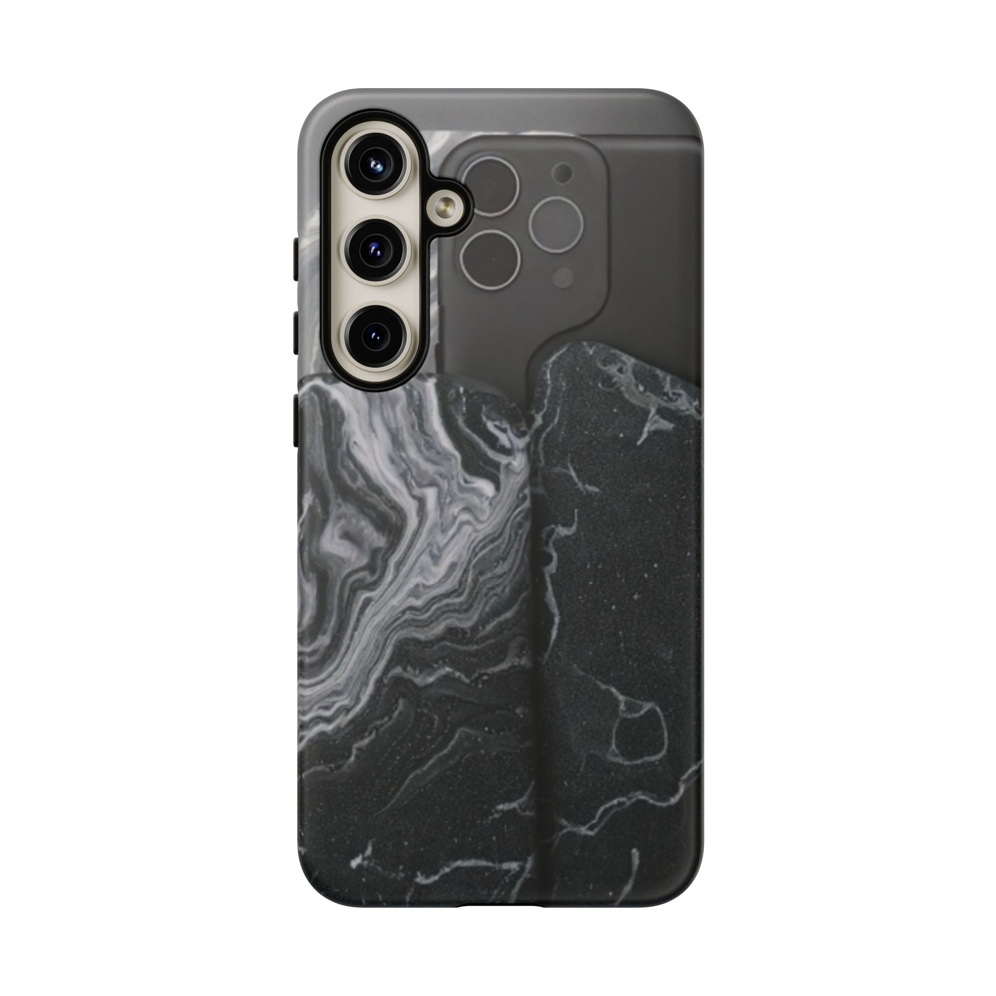 Black Marble Tough Phone Case — Protective iPhone Cover with Marble Texture