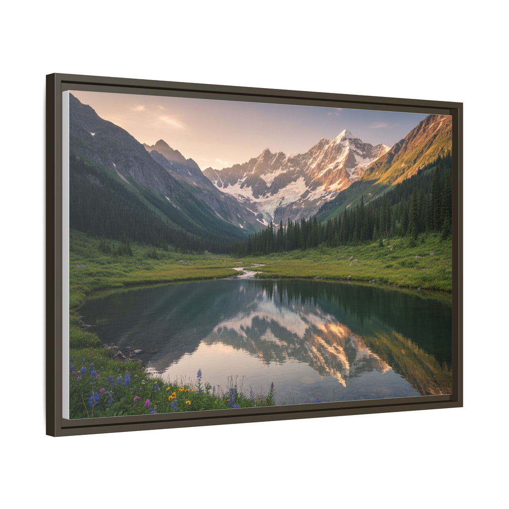 Matte Framed Canvas - Mountain Lake Landscape Wall Art