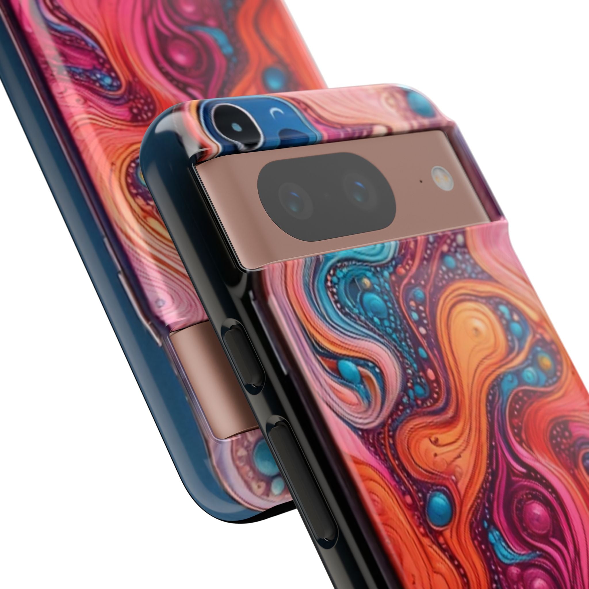 Abstract Swirl Tough Phone Case — Colorful Liquid Art Protective Cover