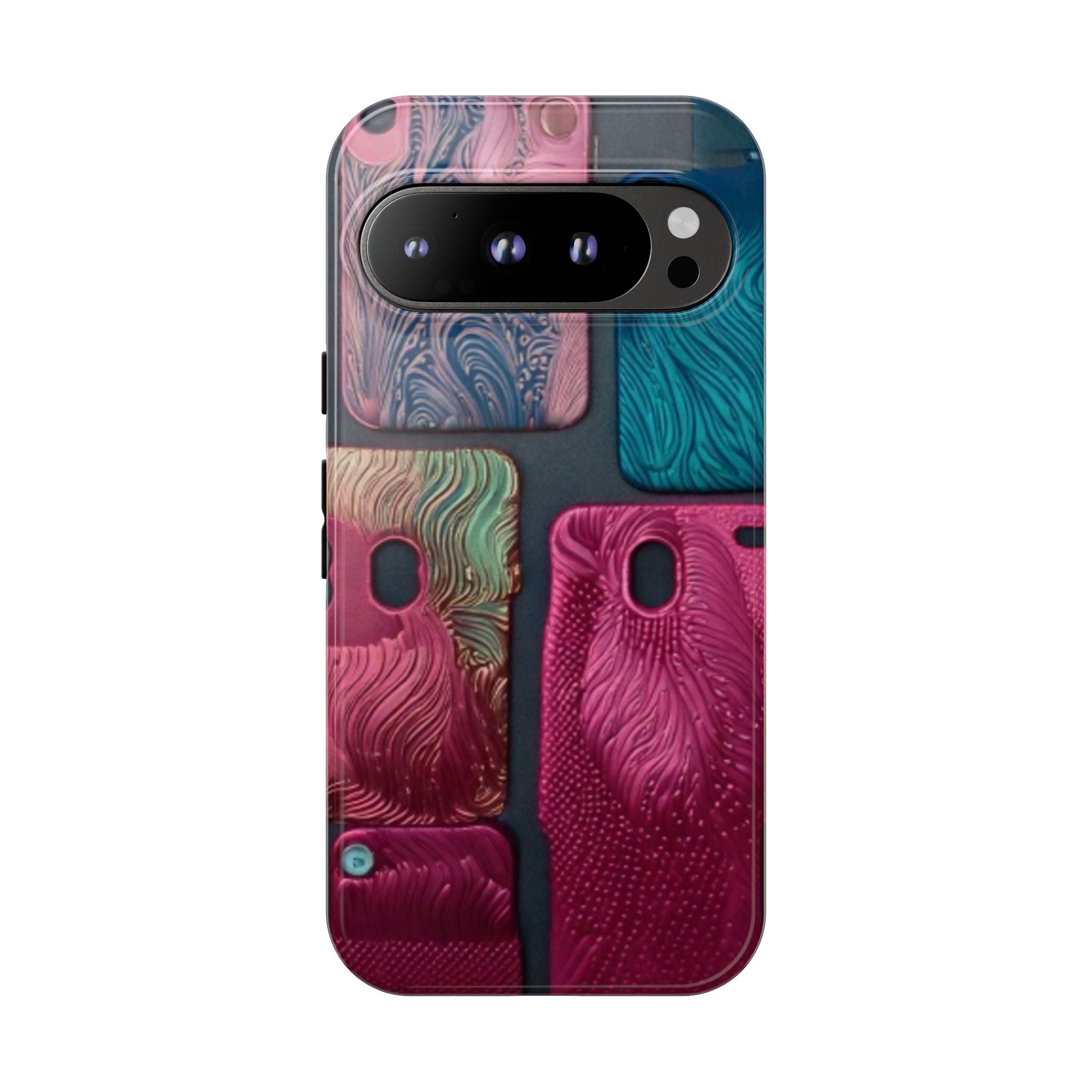 Tough Case - Colorful Textured Phone Case (Protective, Artistic Swirl Design)