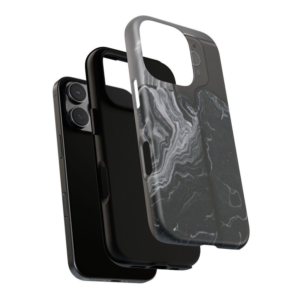 Black Marble Tough Phone Case — Protective iPhone Cover with Marble Texture