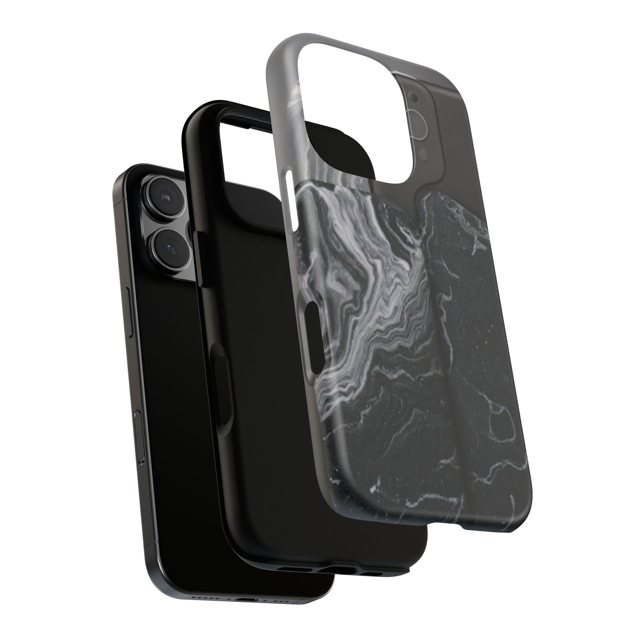 Black Marble Tough Phone Case — Protective iPhone Cover with Marble Texture