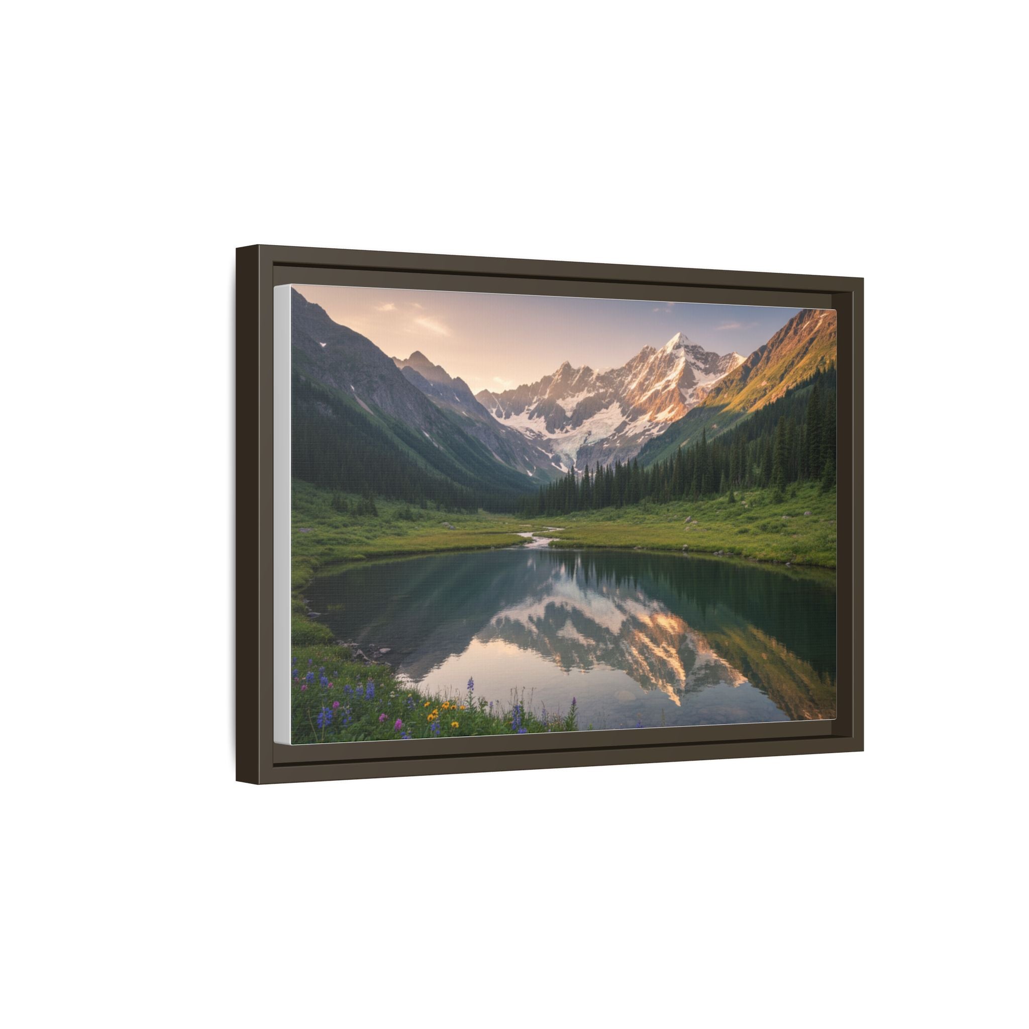 Matte Framed Canvas - Mountain Lake Landscape Wall Art