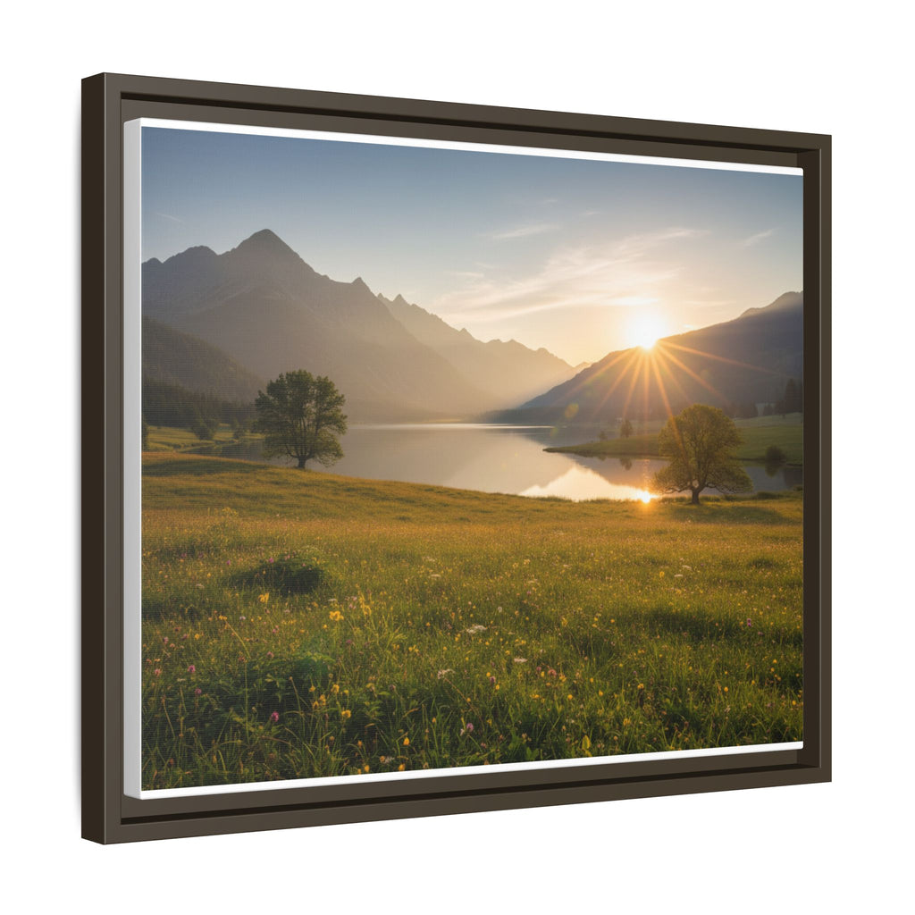 Sunrise Mountain Lake Matte Canvas — Framed Landscape Wall Art