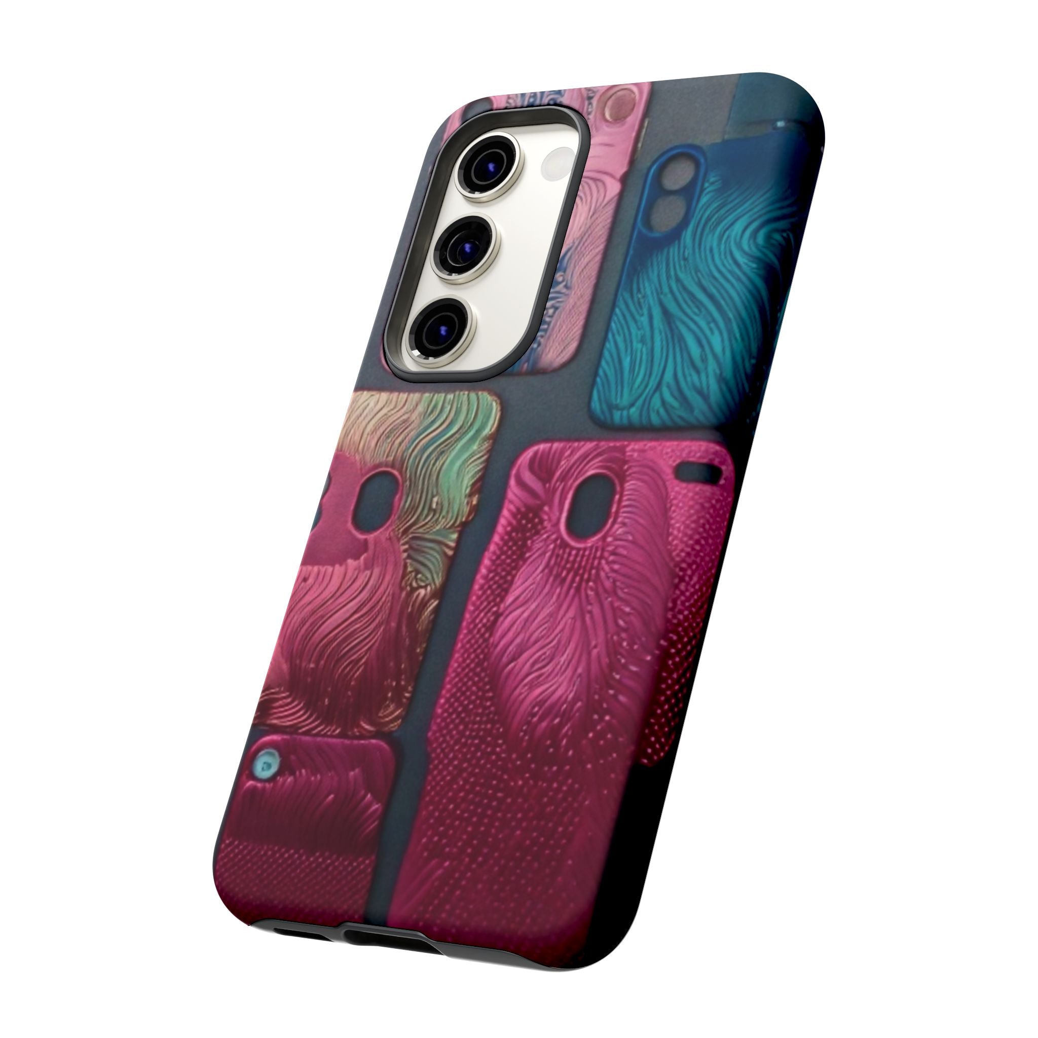 Tough Case - Colorful Textured Phone Case (Protective, Artistic Swirl Design)