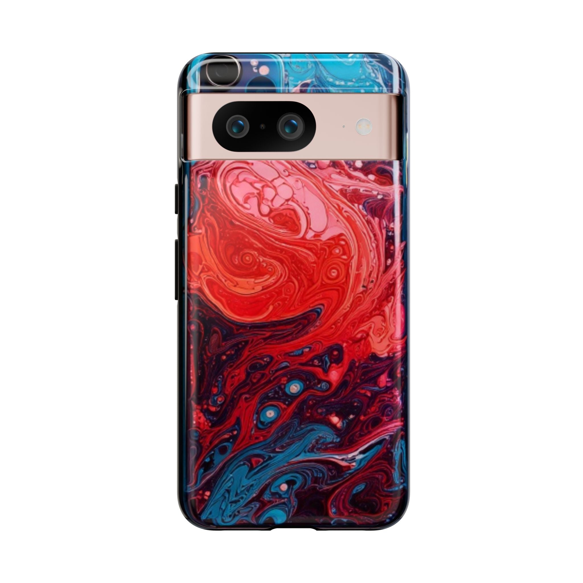 Abstract Red & Blue Swirl Tough Phone Case — Protective iPhone Cover with Fluid Art Design