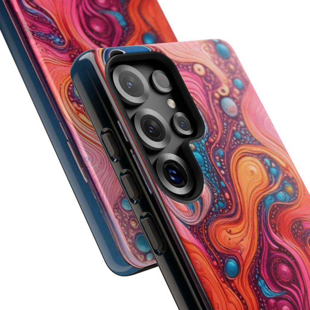 Abstract Swirl Tough Phone Case — Colorful Liquid Art Protective Cover