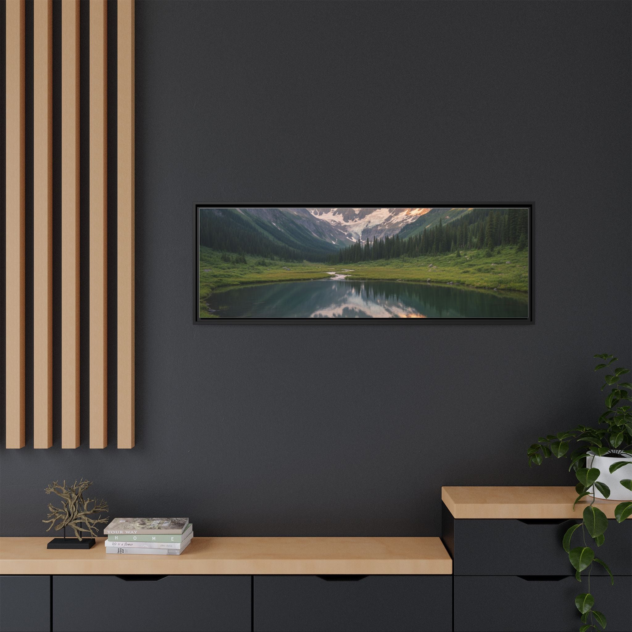 Matte Framed Canvas - Mountain Lake Landscape Wall Art