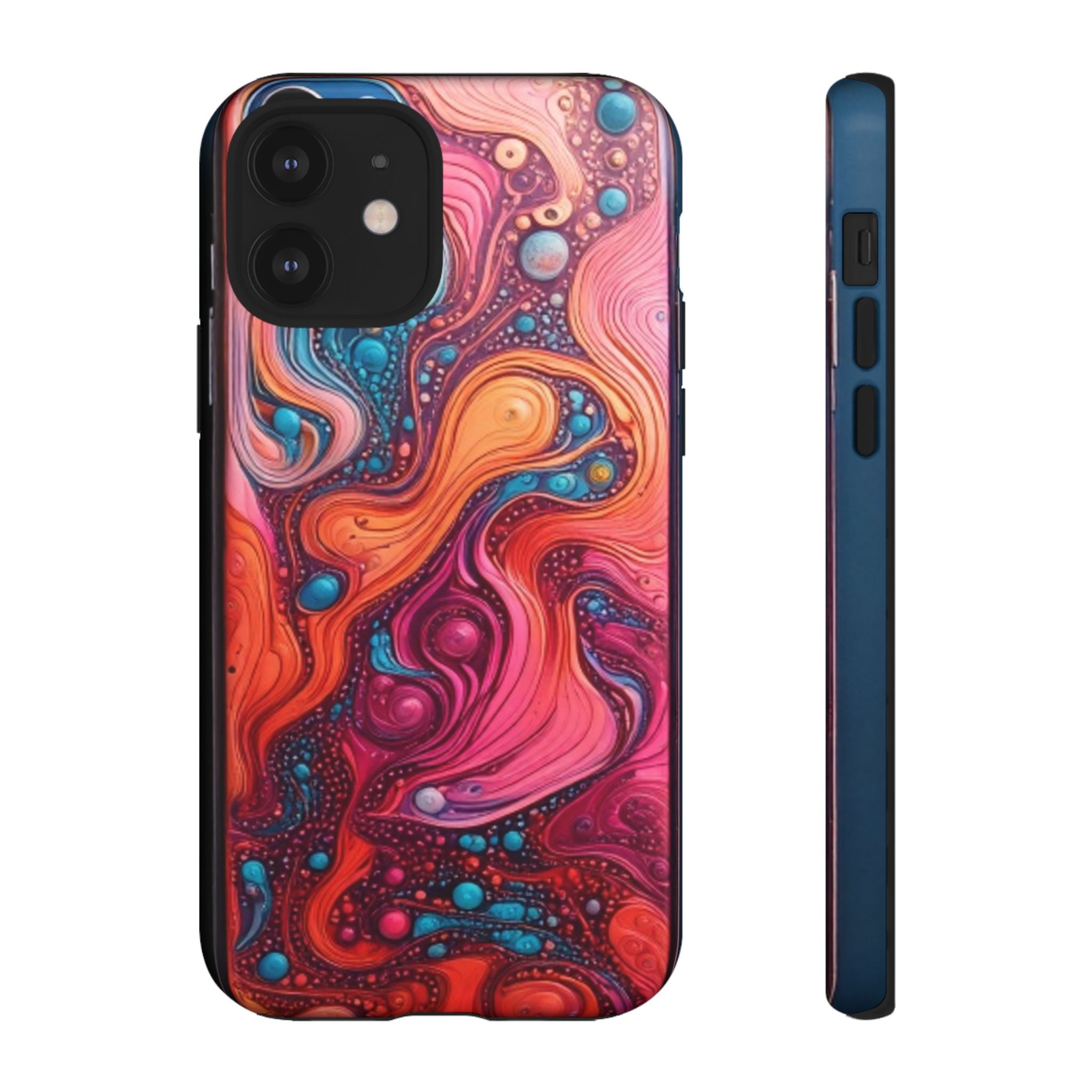 Abstract Swirl Tough Phone Case — Colorful Liquid Art Protective Cover