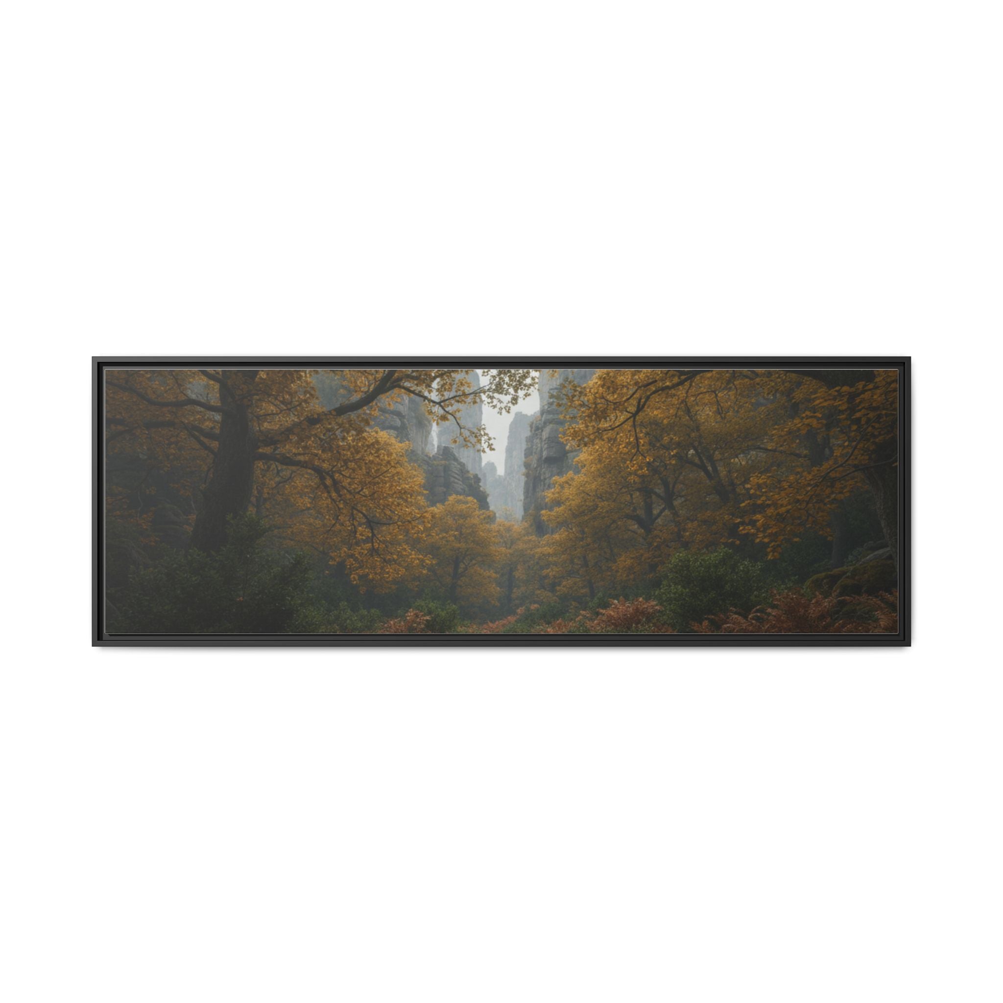 Autumn Forest Path Matte Canvas Print — Framed Wall Art