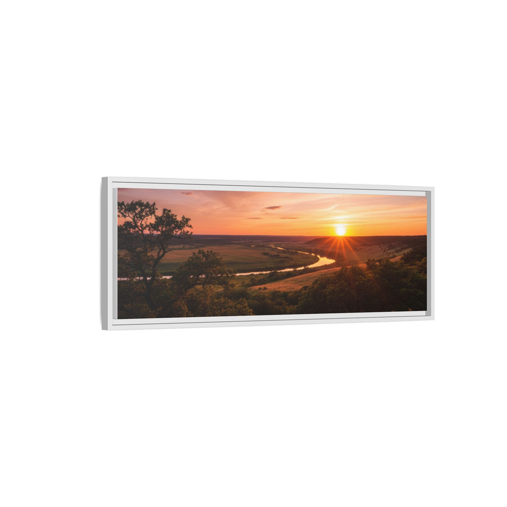 Sunset River Matte Canvas Framed Wall Art