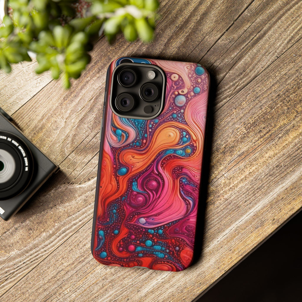 Abstract Swirl Tough Phone Case — Colorful Liquid Art Protective Cover