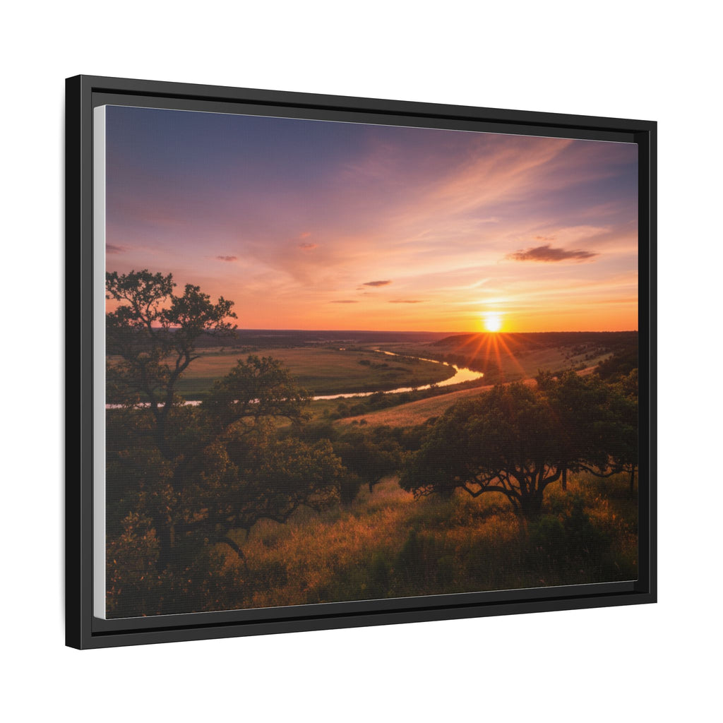 Sunset River Matte Canvas Framed Wall Art