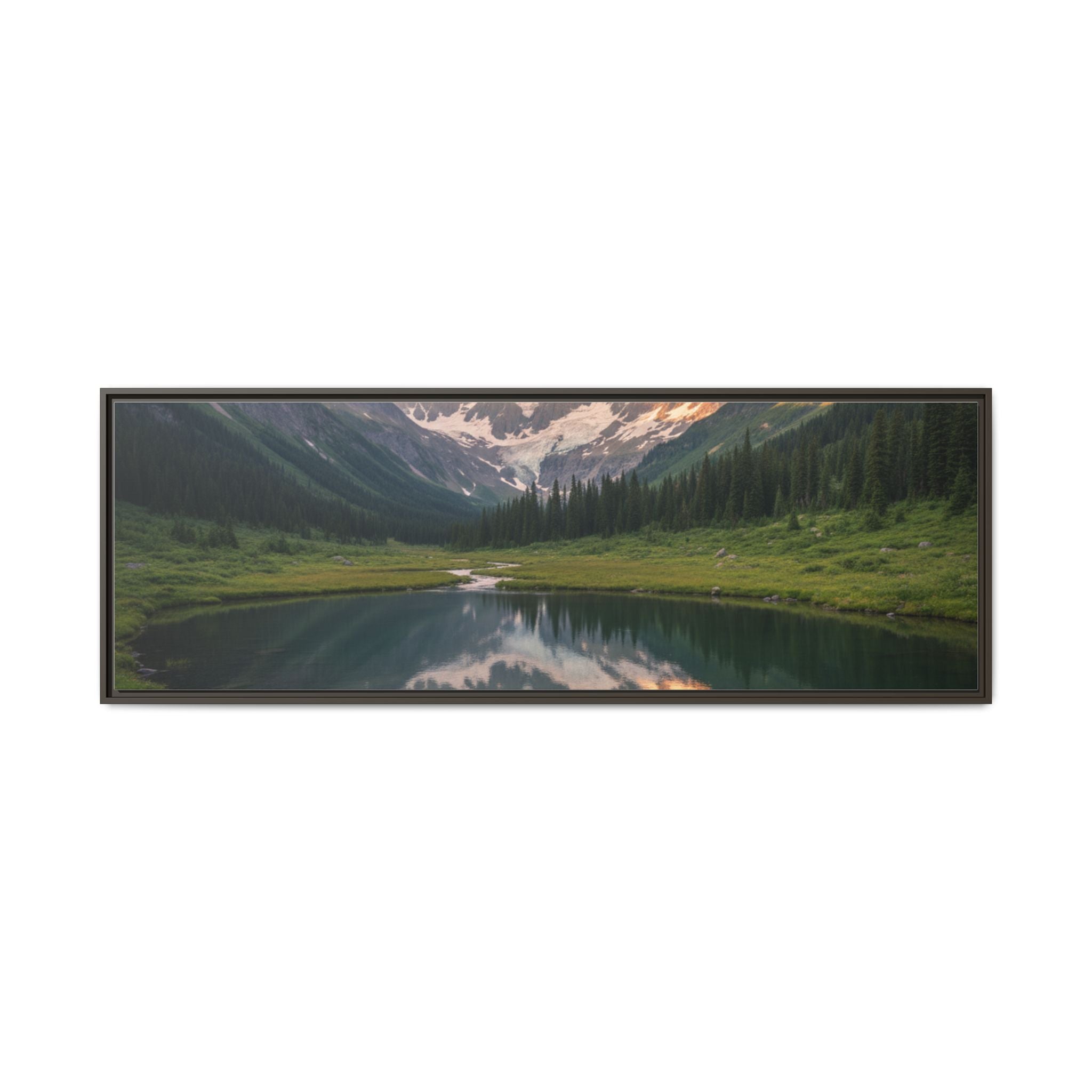 Matte Framed Canvas - Mountain Lake Landscape Wall Art