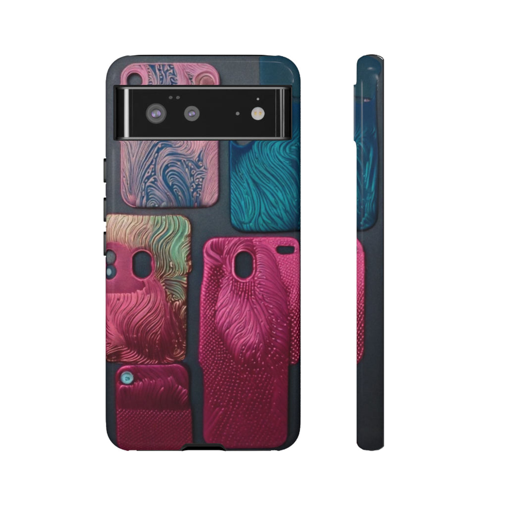 Tough Case - Colorful Textured Phone Case (Protective, Artistic Swirl Design)