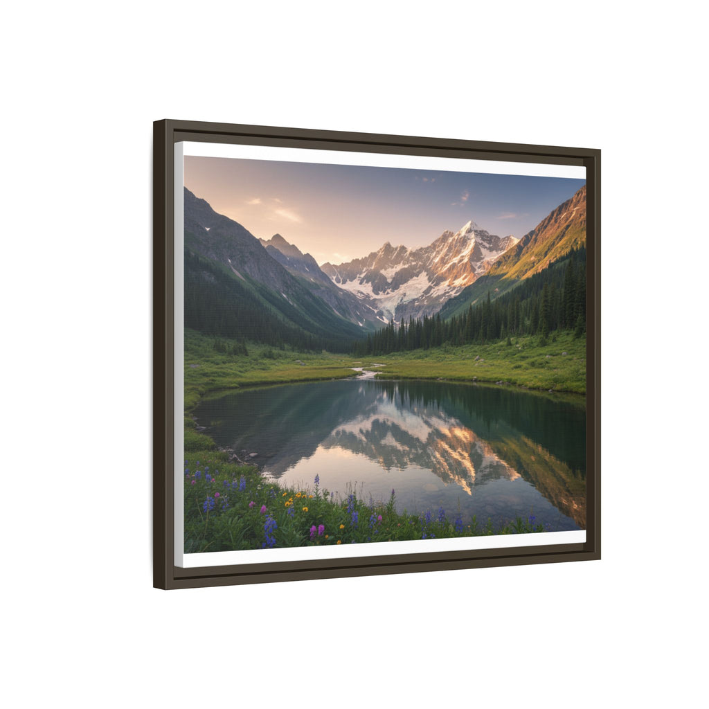 Matte Framed Canvas - Mountain Lake Landscape Wall Art