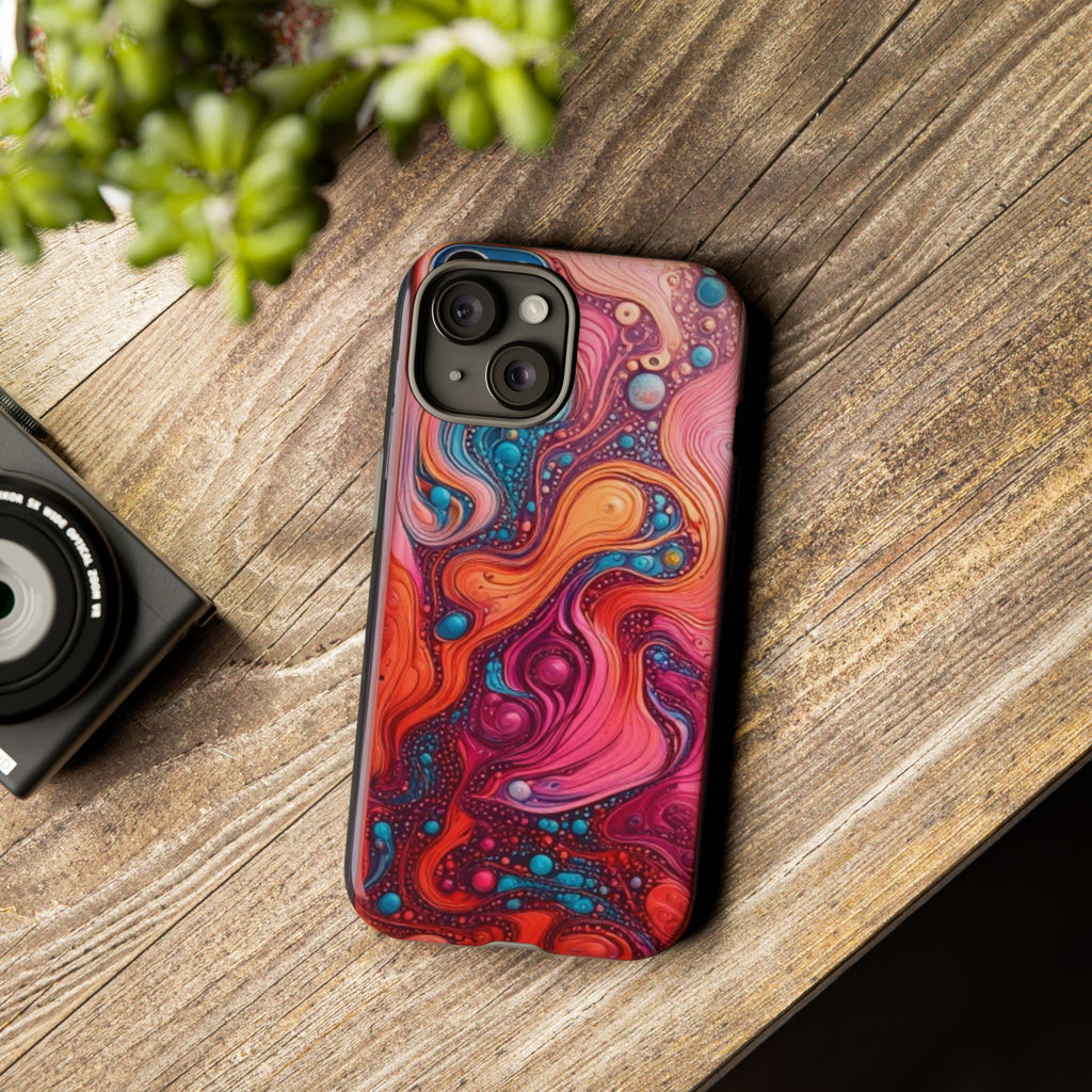Abstract Swirl Tough Phone Case — Colorful Liquid Art Protective Cover