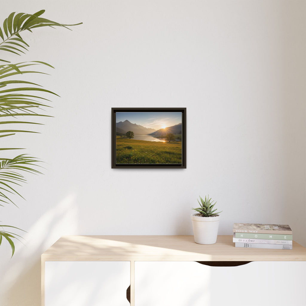 Sunrise Mountain Lake Matte Canvas — Framed Landscape Wall Art