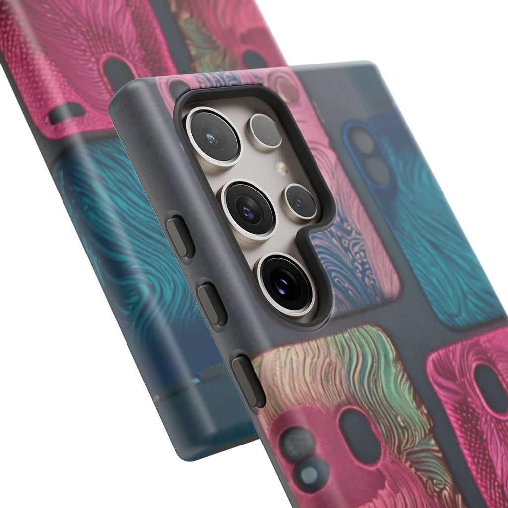 Tough Case - Colorful Textured Phone Case (Protective, Artistic Swirl Design)
