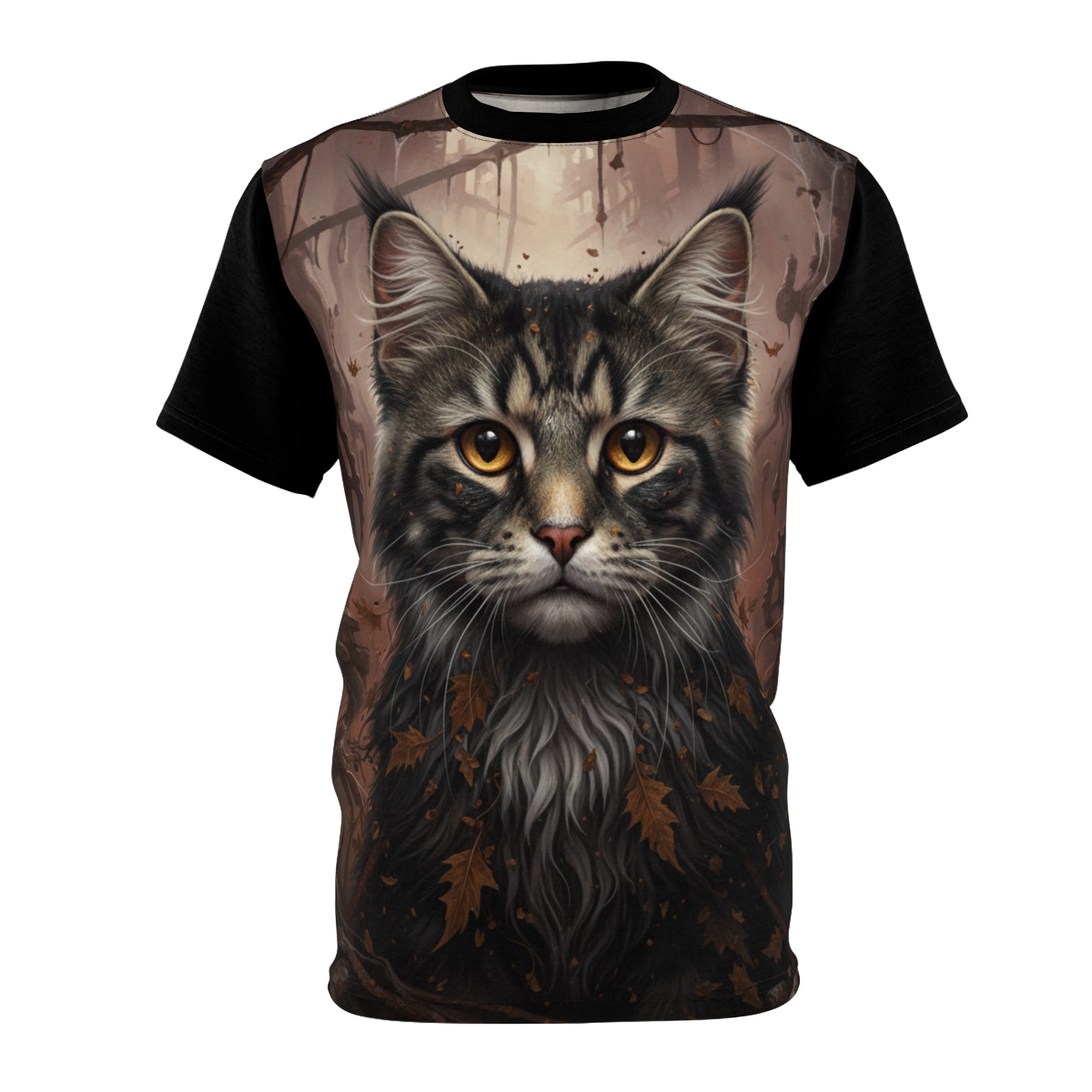 Maine Coon Autumn Portrait Tee - All-Over Print Cat T-Shirt