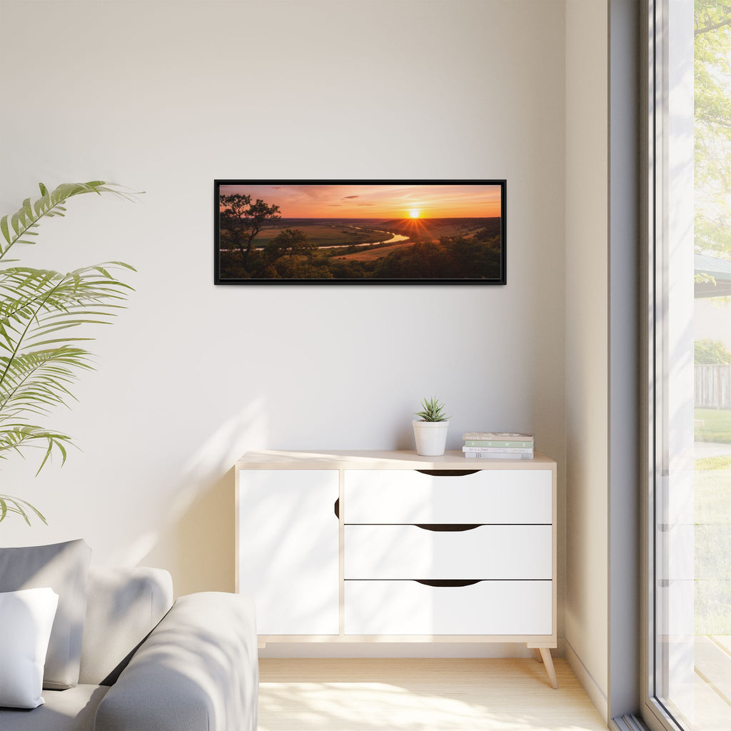 Sunset River Matte Canvas Framed Wall Art