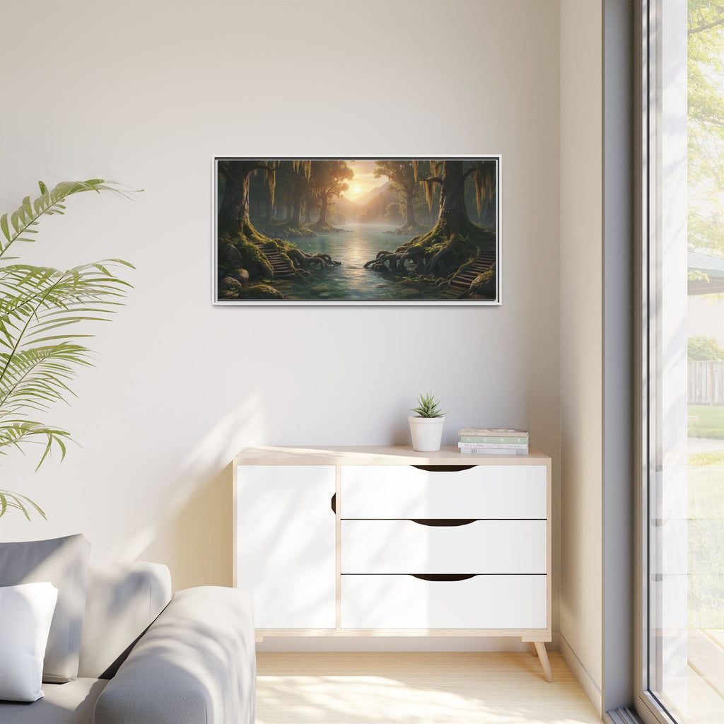 Framed Matte Canvas Art - Step In To The Water