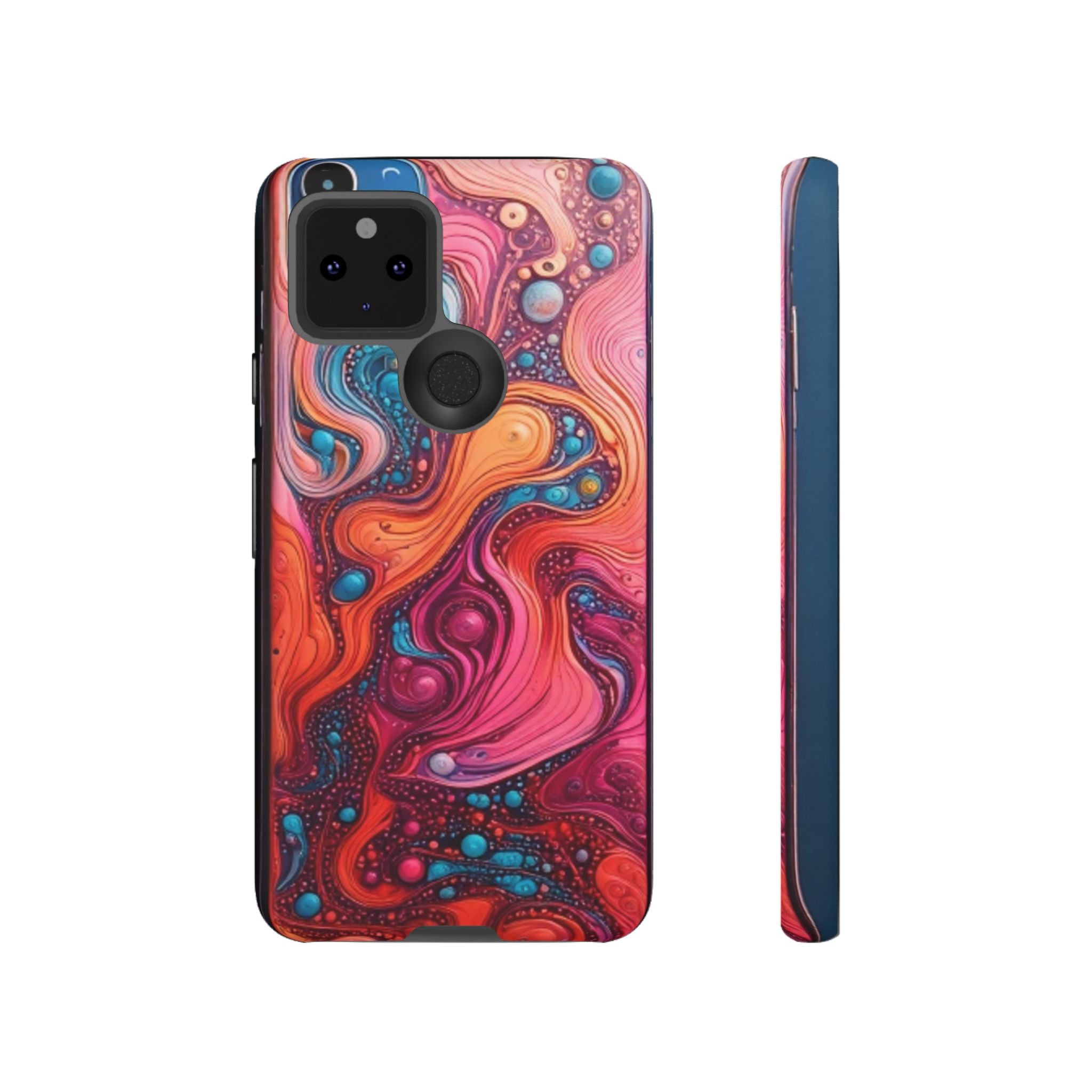 Abstract Swirl Tough Phone Case — Colorful Liquid Art Protective Cover