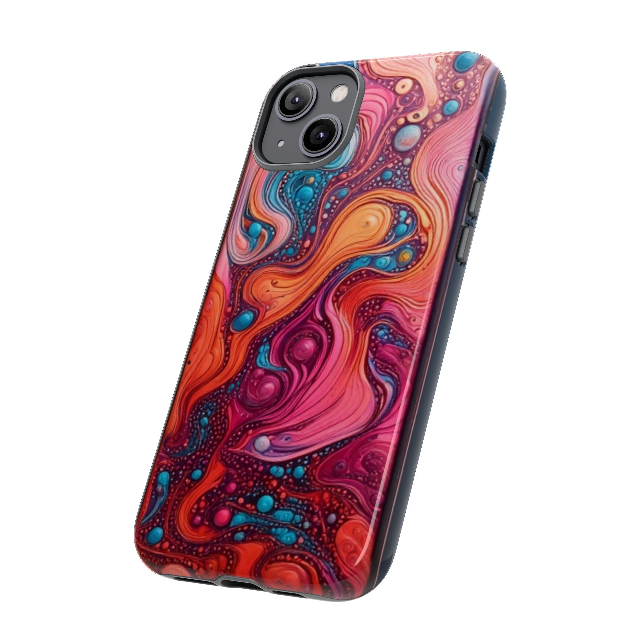 Abstract Swirl Tough Phone Case — Colorful Liquid Art Protective Cover