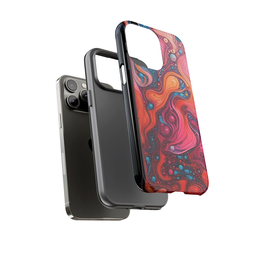 Abstract Swirl Tough Phone Case — Colorful Liquid Art Protective Cover