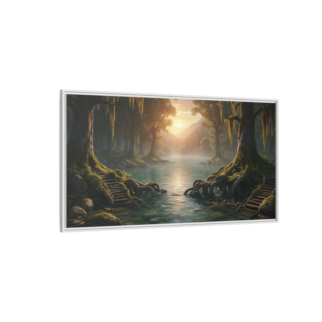 Framed Matte Canvas Art - Step In To The Water