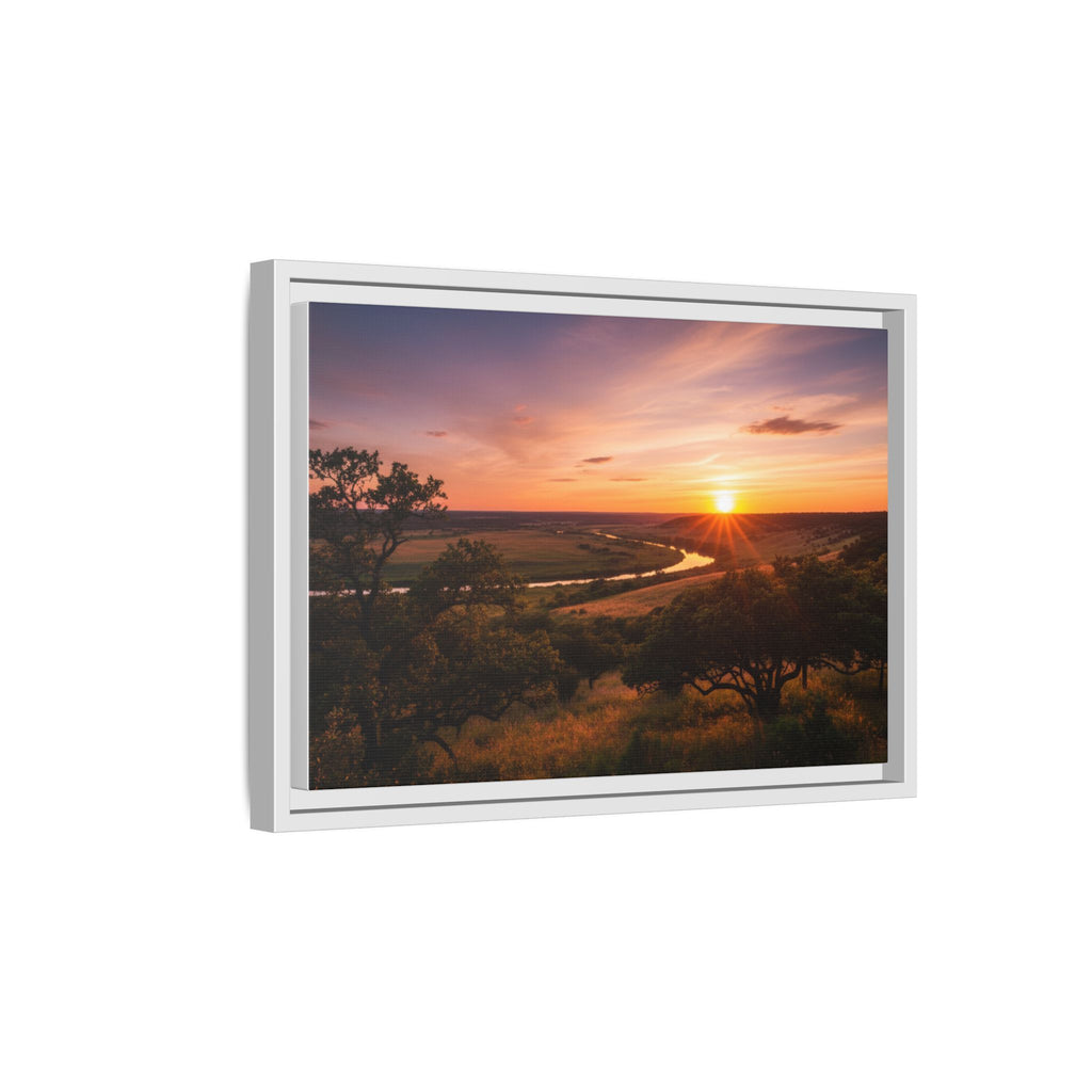 Sunset River Matte Canvas Framed Wall Art