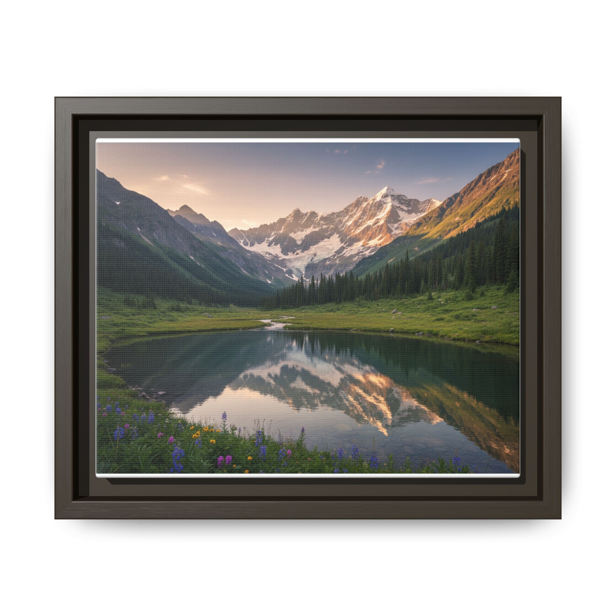 Matte Framed Canvas - Mountain Lake Landscape Wall Art