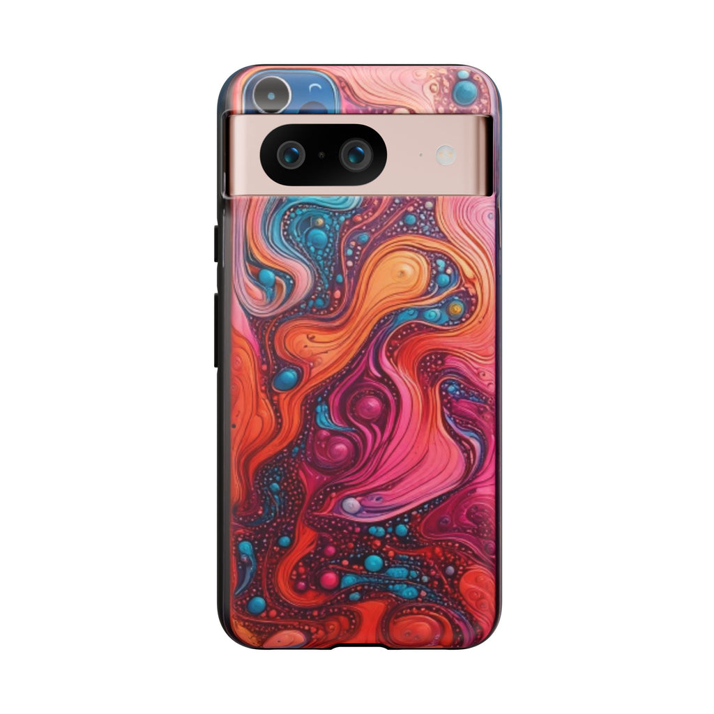 Abstract Swirl Tough Phone Case — Colorful Liquid Art Protective Cover