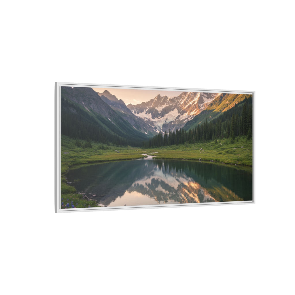 Matte Framed Canvas - Mountain Lake Landscape Wall Art