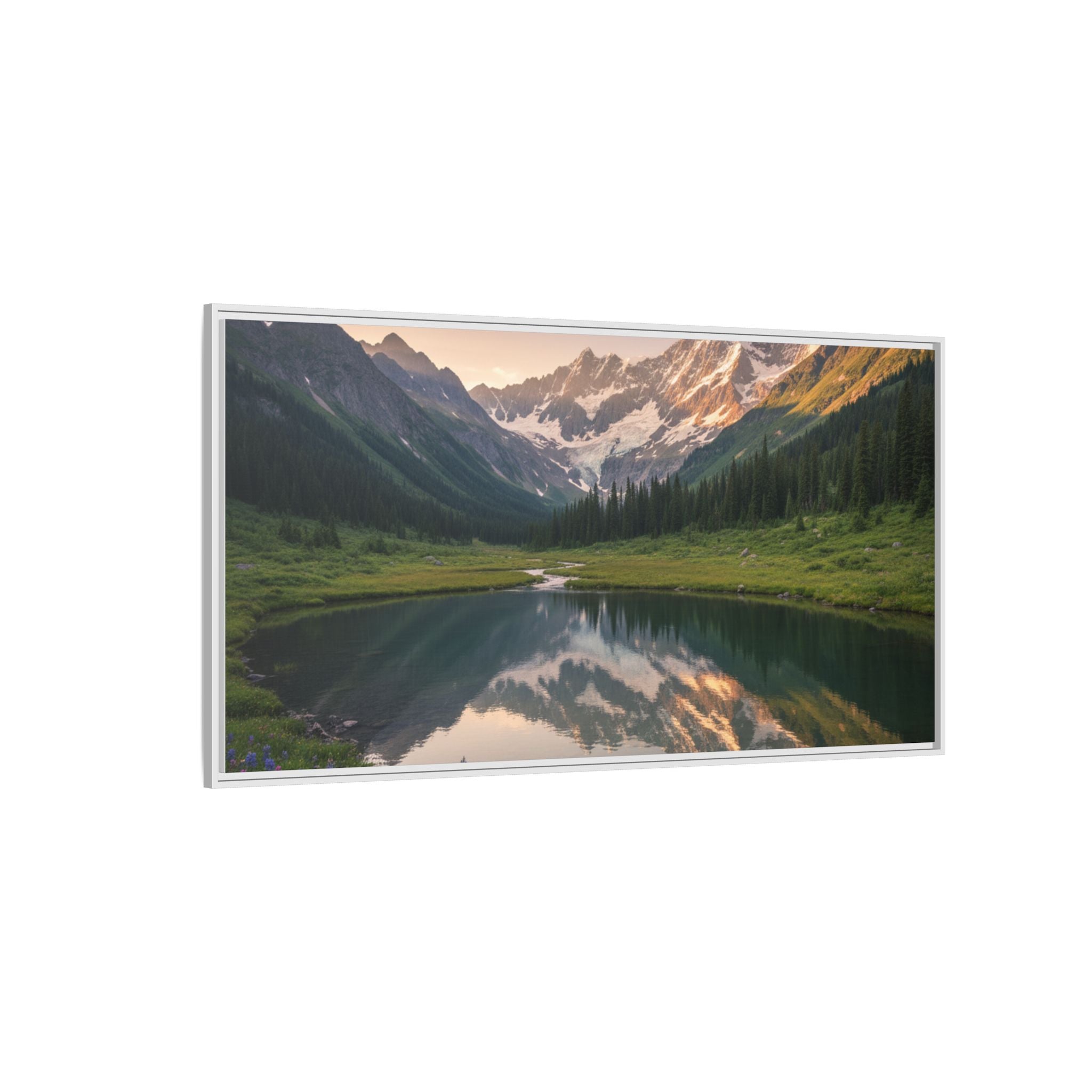 Matte Framed Canvas - Mountain Lake Landscape Wall Art
