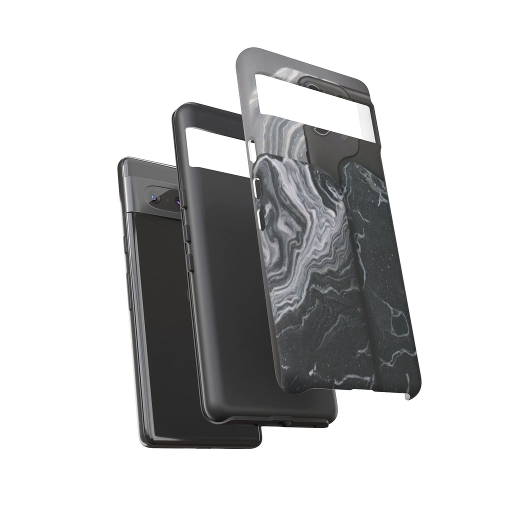 Black Marble Tough Phone Case — Protective iPhone Cover with Marble Texture