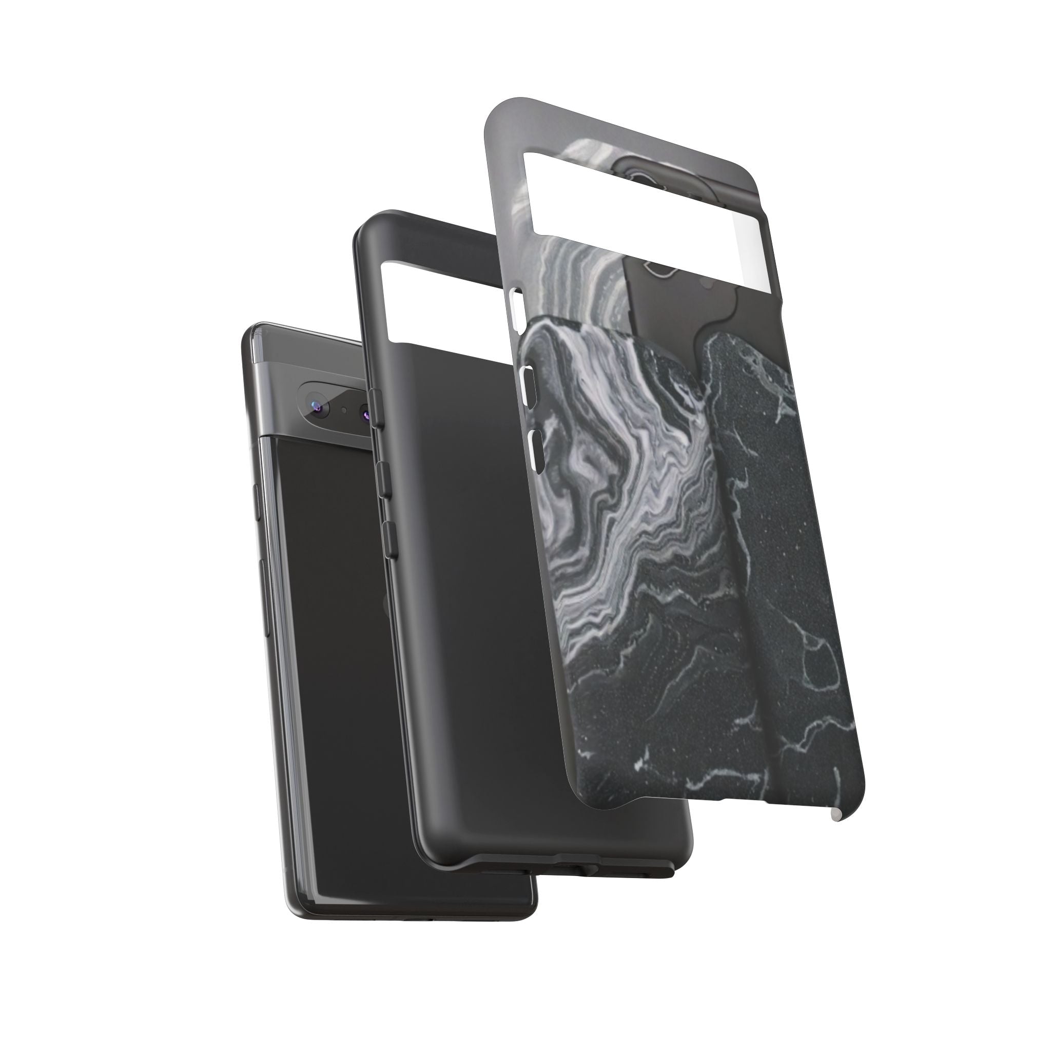 Black Marble Tough Phone Case — Protective iPhone Cover with Marble Texture