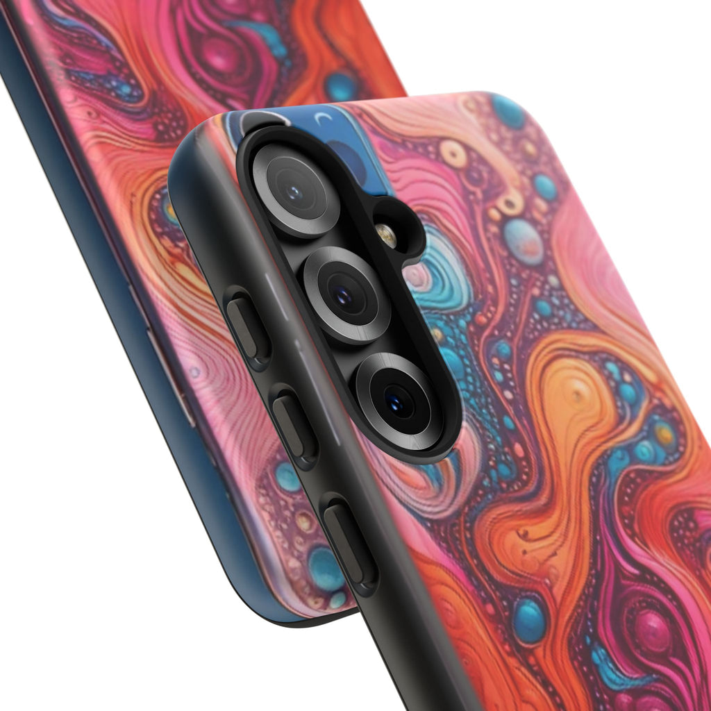 Abstract Swirl Tough Phone Case — Colorful Liquid Art Protective Cover